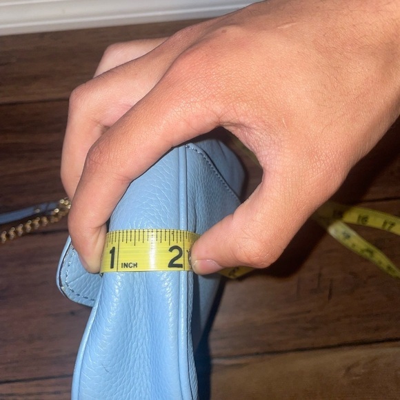 Blue Michael Kors purse blue shoulder bag leather bag fall bag gold chain bag - Picture 12 of 15